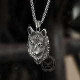 Nordic Wolf Stainless Steel Viking Pendant | Gthic.com