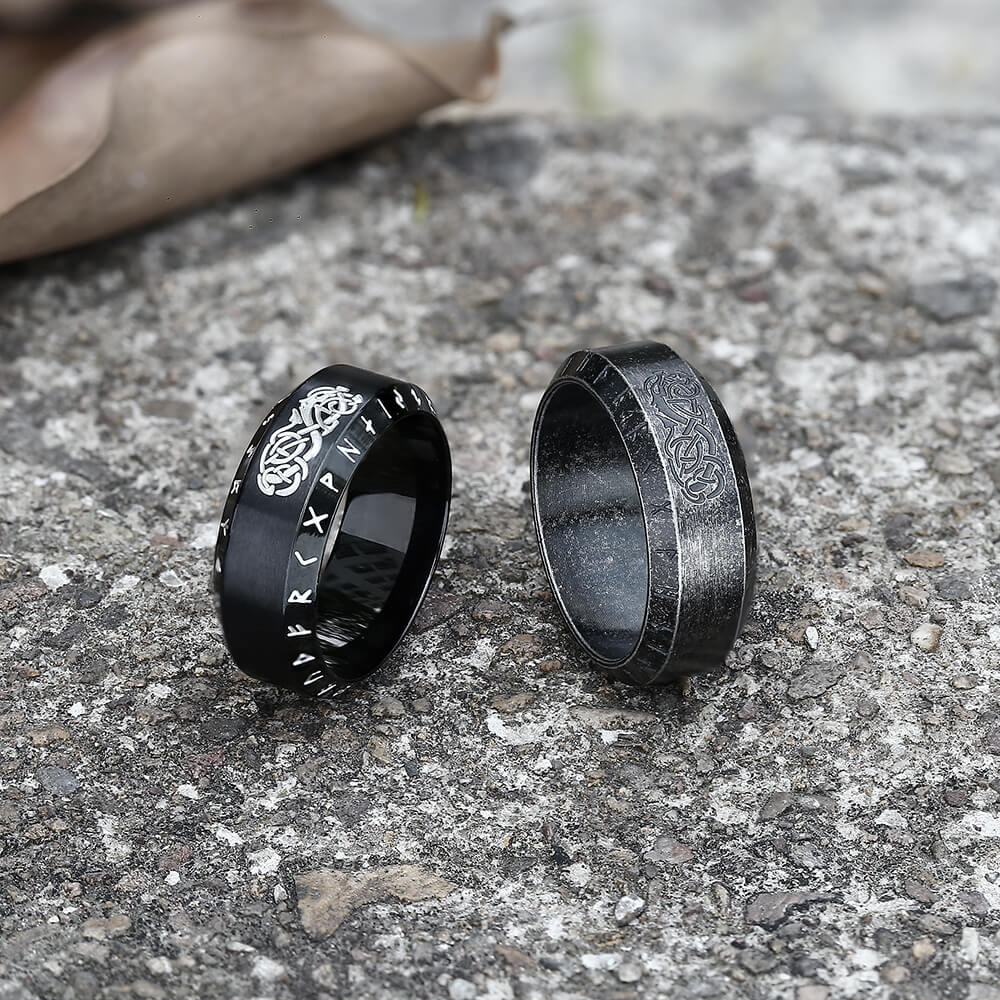 Norse Dragon Runes Stainless Steel Viking Ring
