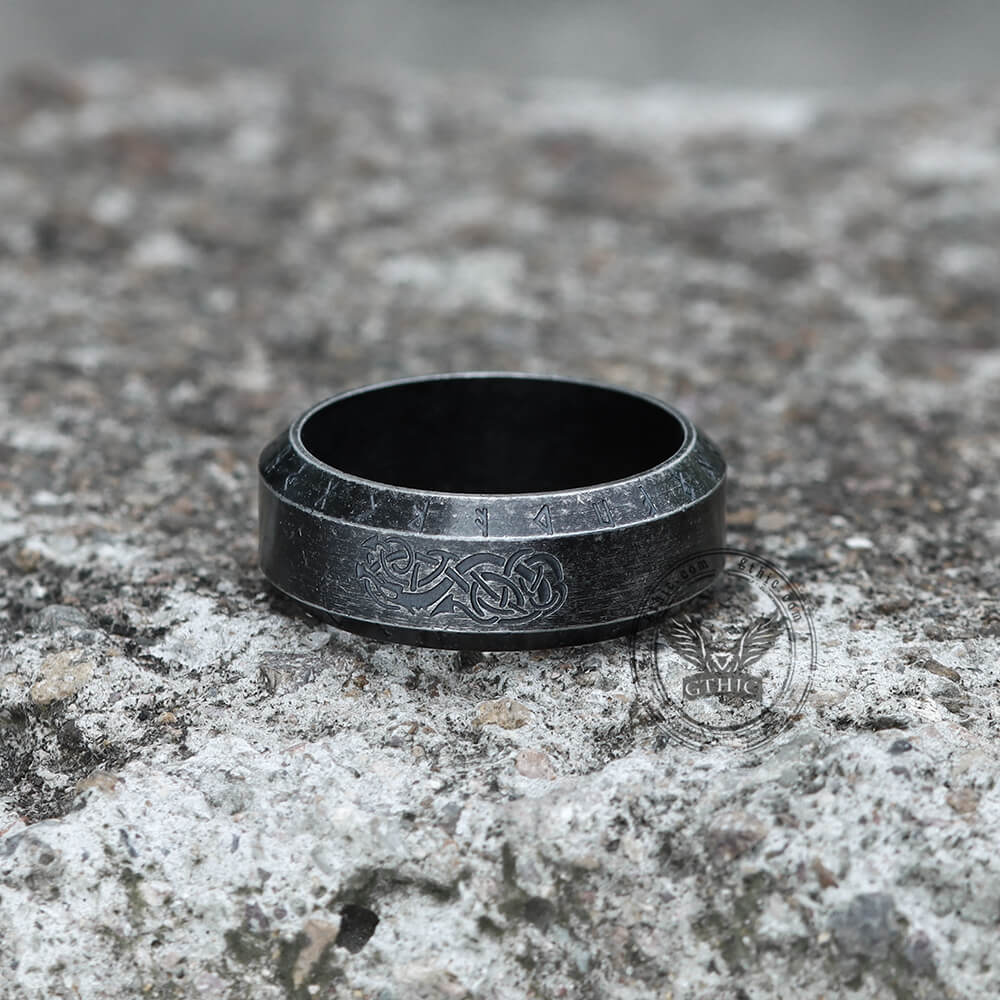 Norse Dragon Runes Stainless Steel Viking Ring