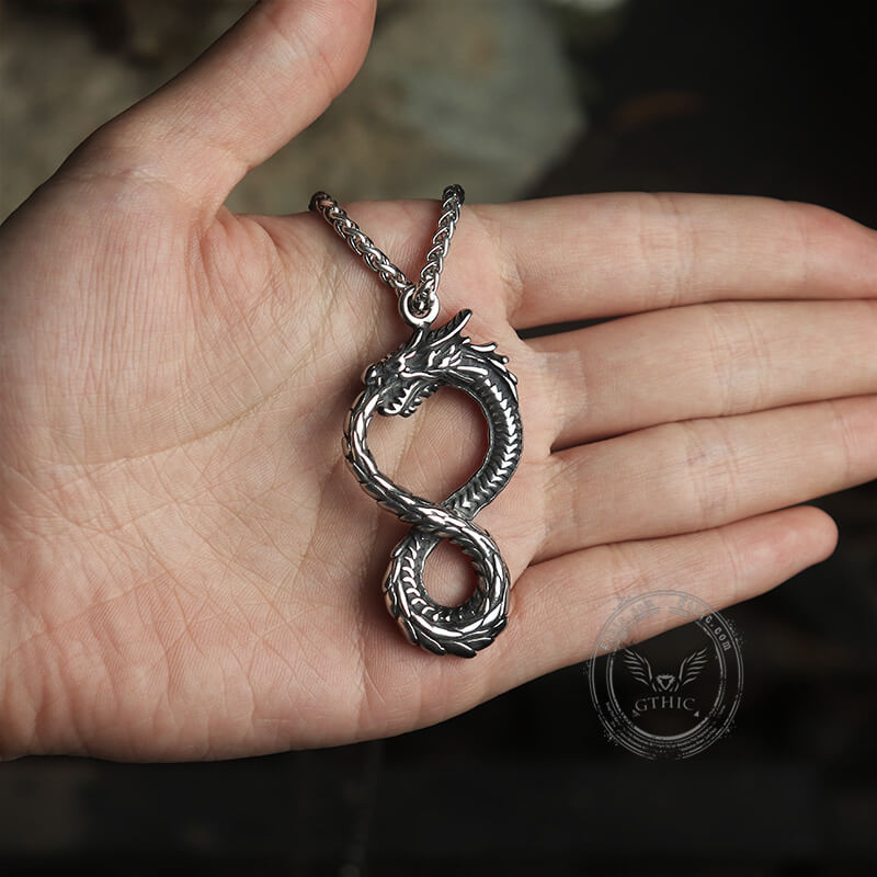 Norse Dragon Stainless Steel Ouroboros Pendant