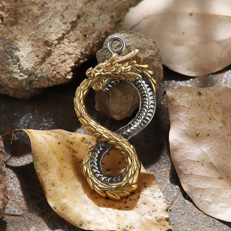 Norse Dragon Stainless Steel Ouroboros Pendant
