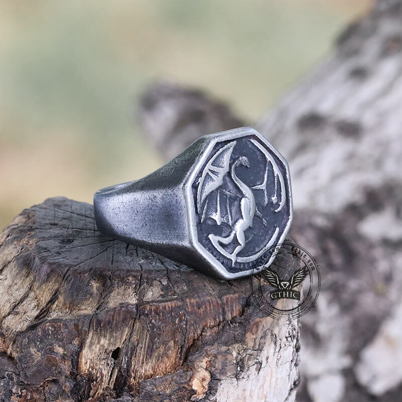 Norse Dragon Stainless Steel Viking Ring | Gthic.com