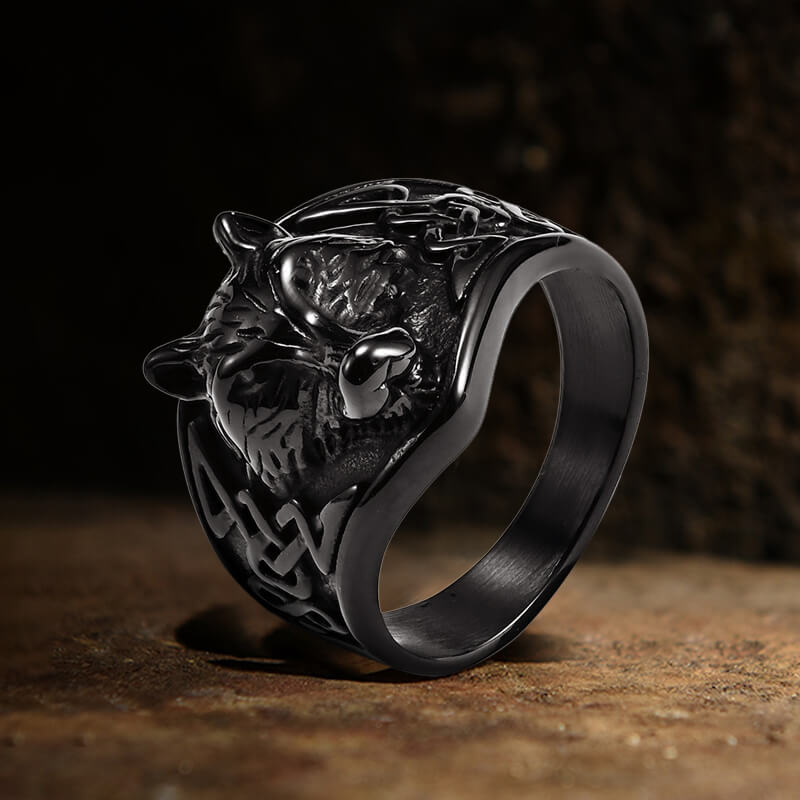 Norse Fenrir Wolf Stainless Steel Viking Ring | Gthic.com