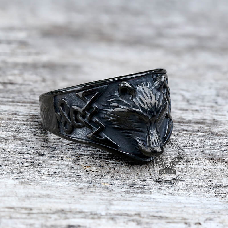 Norse Fenrir Wolf Stainless Steel Viking Ring | Gthic.com