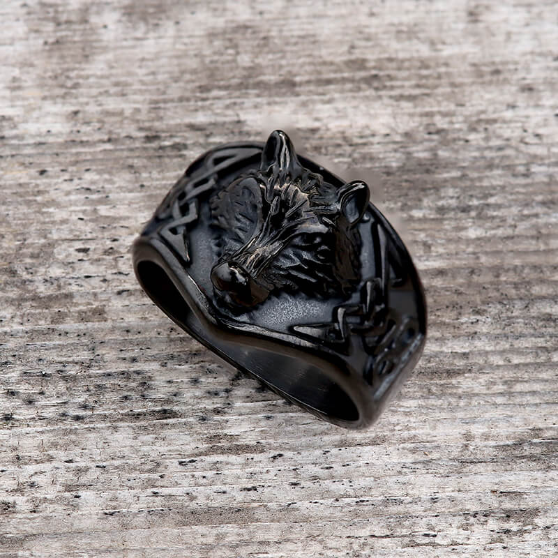 Norse Fenrir Wolf Stainless Steel Viking Ring | Gthic.com