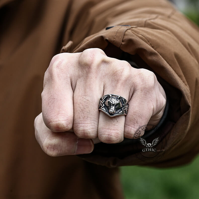 Norse Fenrir Wolf Stainless Steel Viking Ring