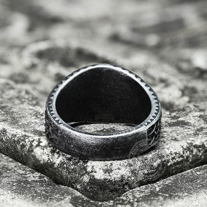 Norse Helm of Awe Eagle Stainless Steel Viking Ring