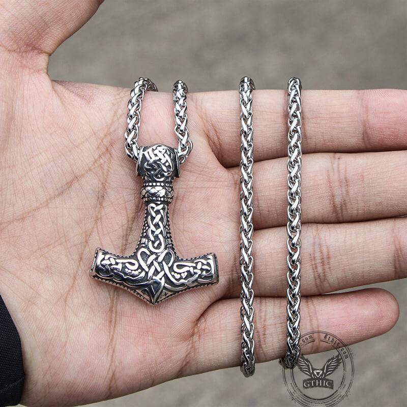 Colgante vikingo de acero inoxidable Mjolnir nórdico