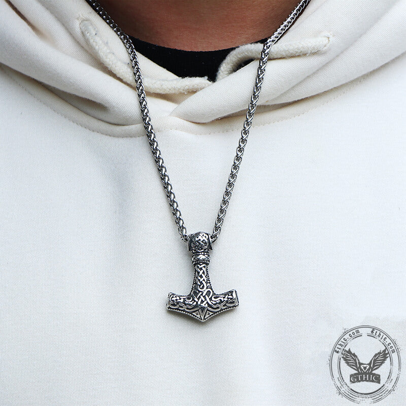 Pendentif viking nordique en acier inoxydable Mjolnir