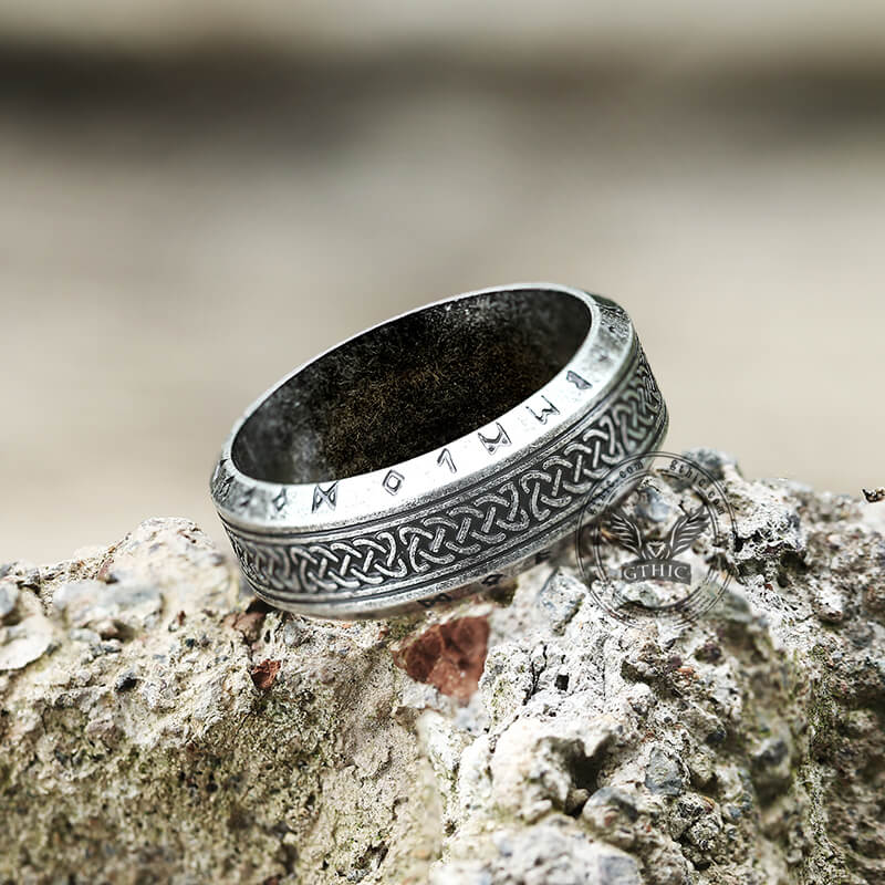 Norse Runes Celtic Knot Stainless Steel Viking Ring