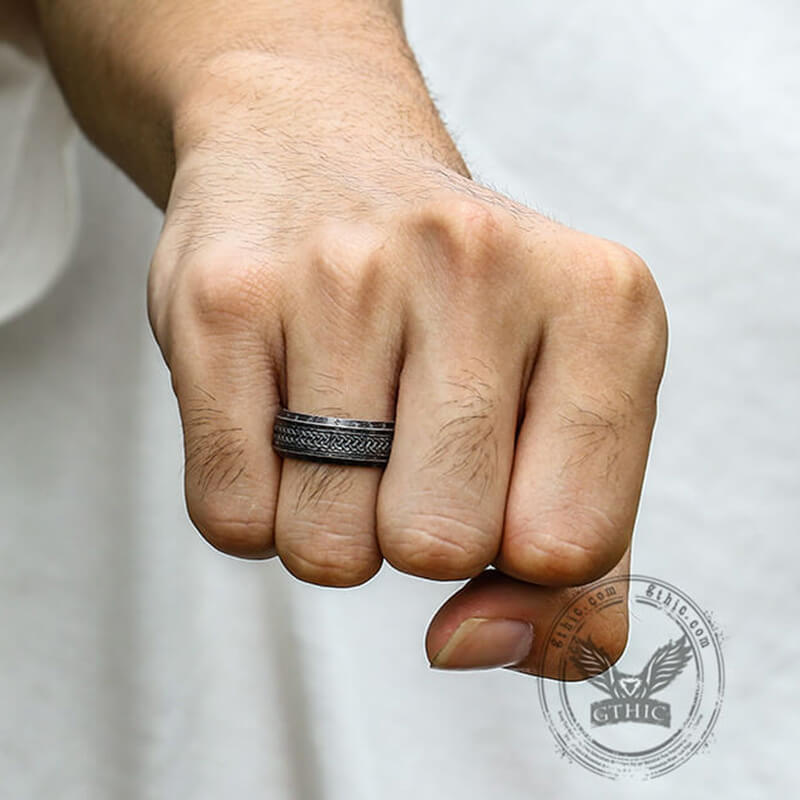 Norse Runes Celtic Knot Stainless Steel Viking Ring