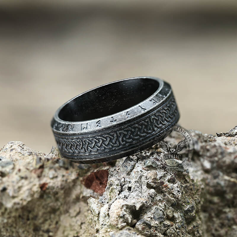 Norse Runes Celtic Knot Stainless Steel Viking Ring