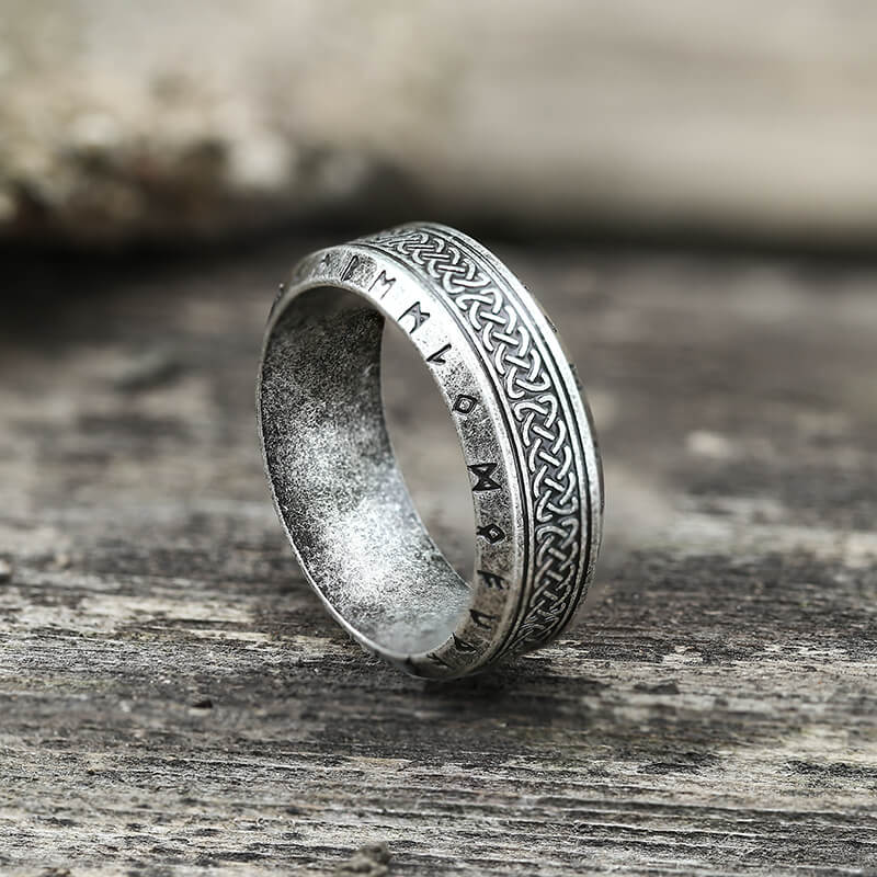 Norse Runes Celtic Knot Stainless Steel Viking Ring03 | Gthic.com
