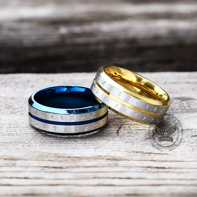 Norse Runes Stainless Steel Viking Ring | Gthic.com