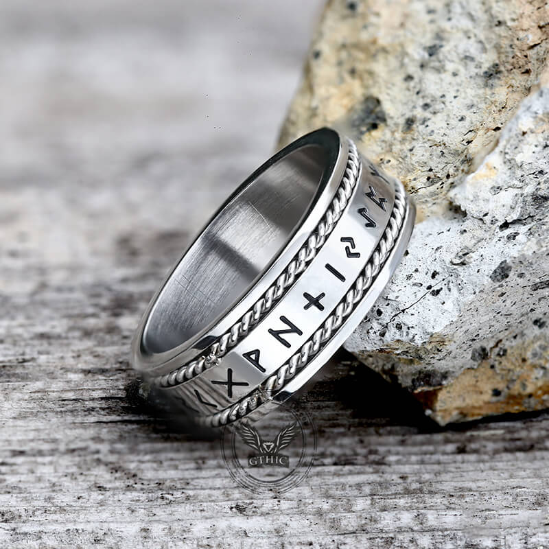 Norse Runes Twist Chain Stainless Steel Viking Ring – GTHIC