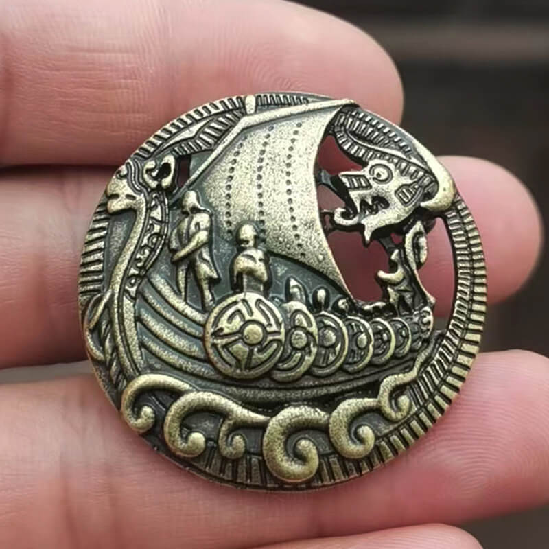 Norse Viking Longship Zinc Alloy Brooch | Gthic.com