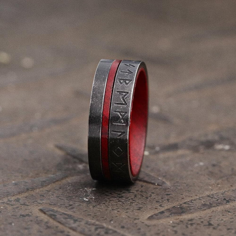 Norse Viking Runes Stainless Steel Ring04 Black | Gthic.com