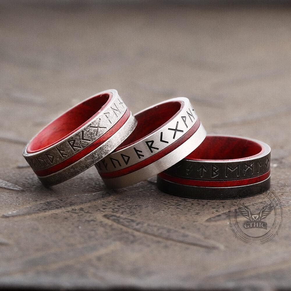 Norse Viking Runes Stainless Steel Ring02 | Gthic.com