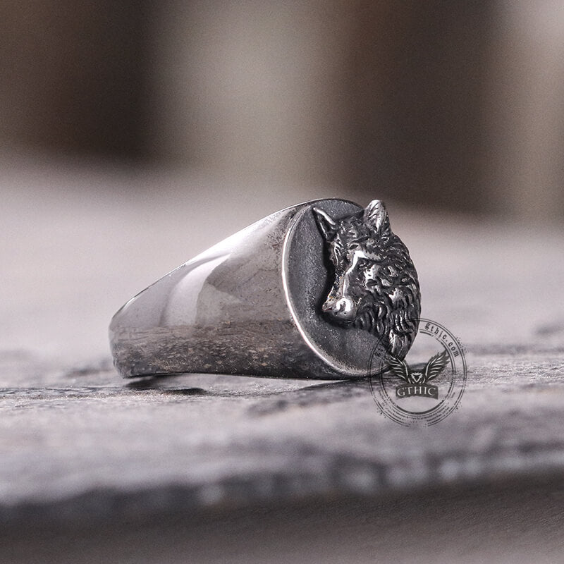 Norse Wolf Stainless Steel Animal Ring | Gthic.com
