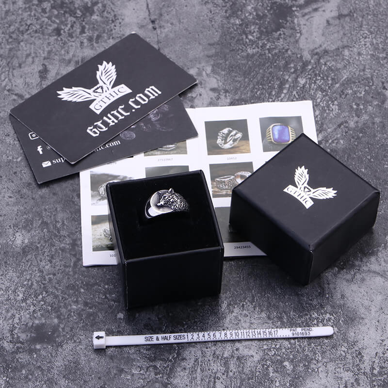 Norse Wolf Stainless Steel Animal Ring