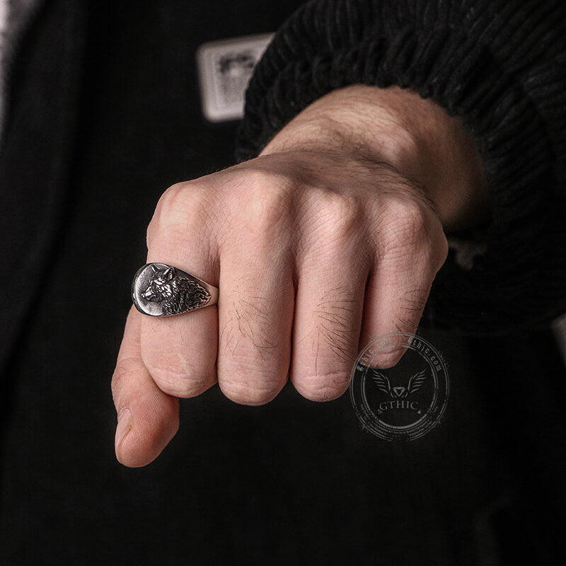 Norse Wolf Stainless Steel Animal Ring | Gthic.com
