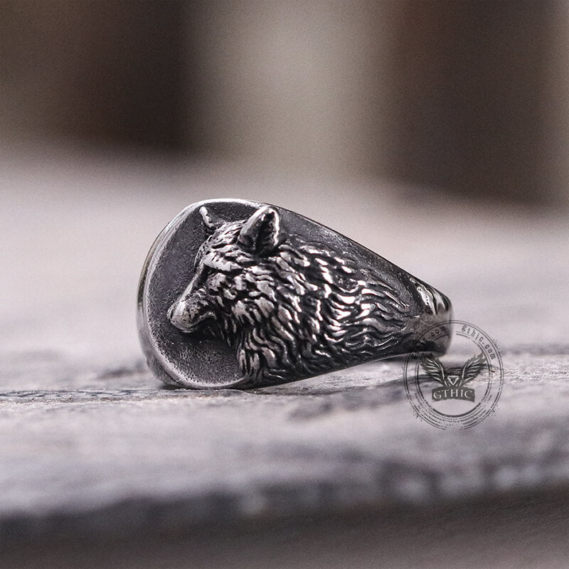 Norse Wolf Stainless Steel Animal Ring – GTHIC