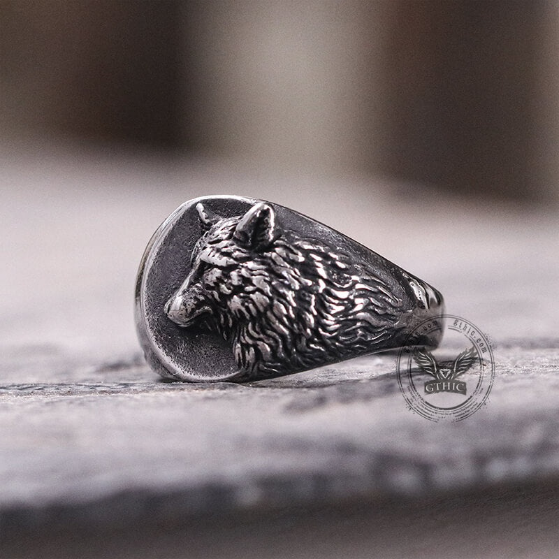 Norse Wolf Stainless Steel Animal Ring | Gthic.com