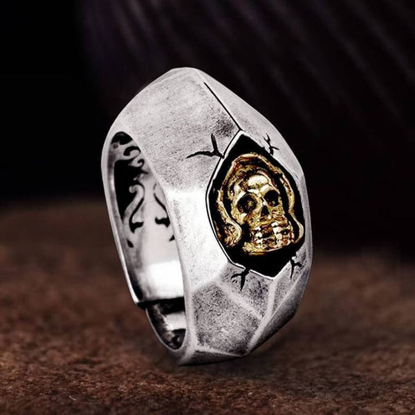Not To Say Skull Sterling Silver Biker Ring 01 | Gthic.com