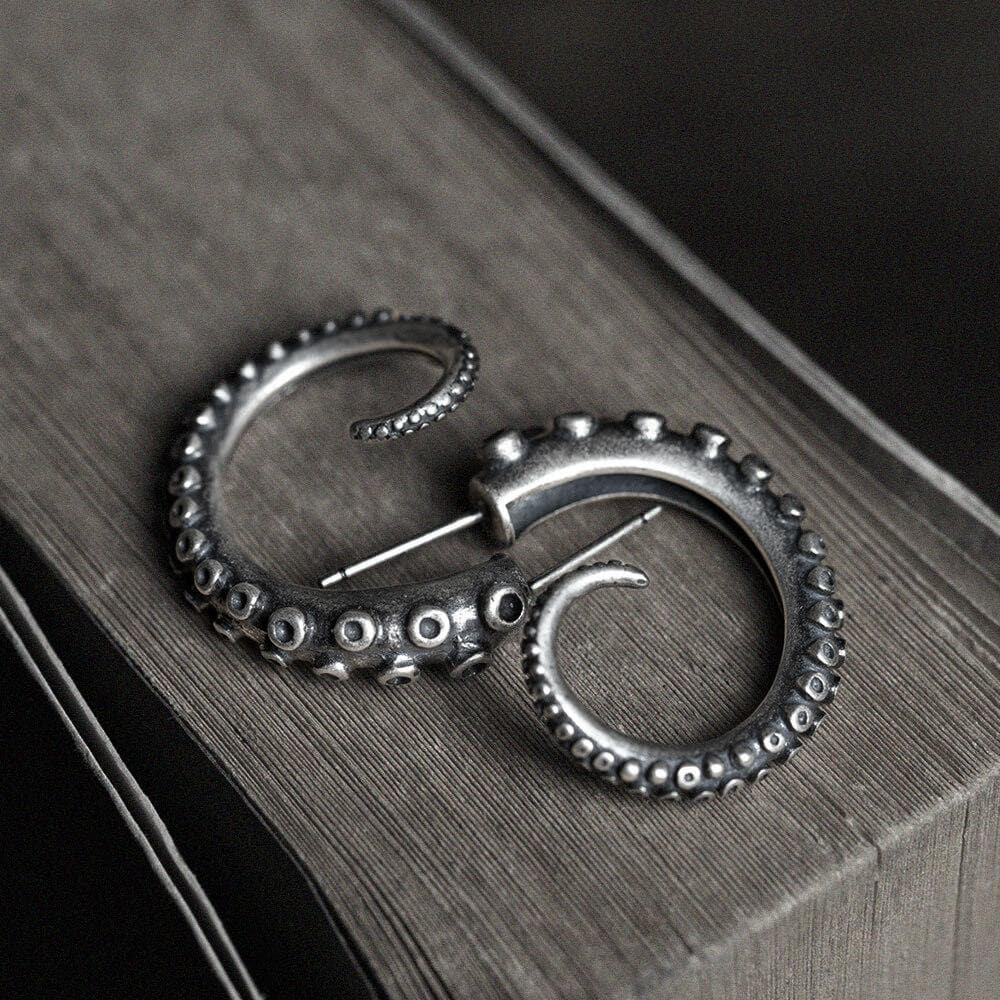 Octopus Arms Sterling Silver Stud Earrings | Gthic.com