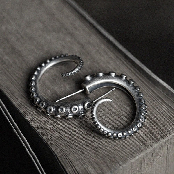 Octopus Arms Sterling Silver Stud Earrings | Gthic.com