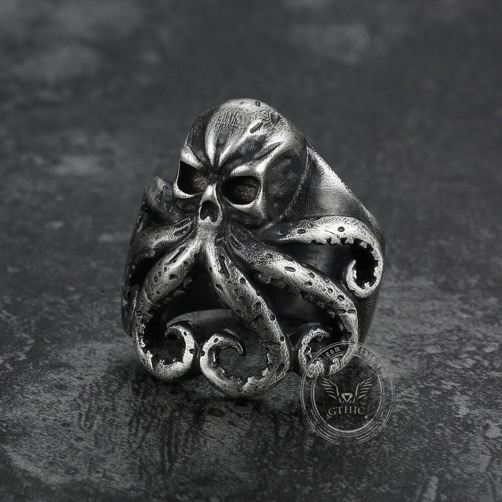Octopus Skull Sterling Silver Animal Ring | Gthic.com