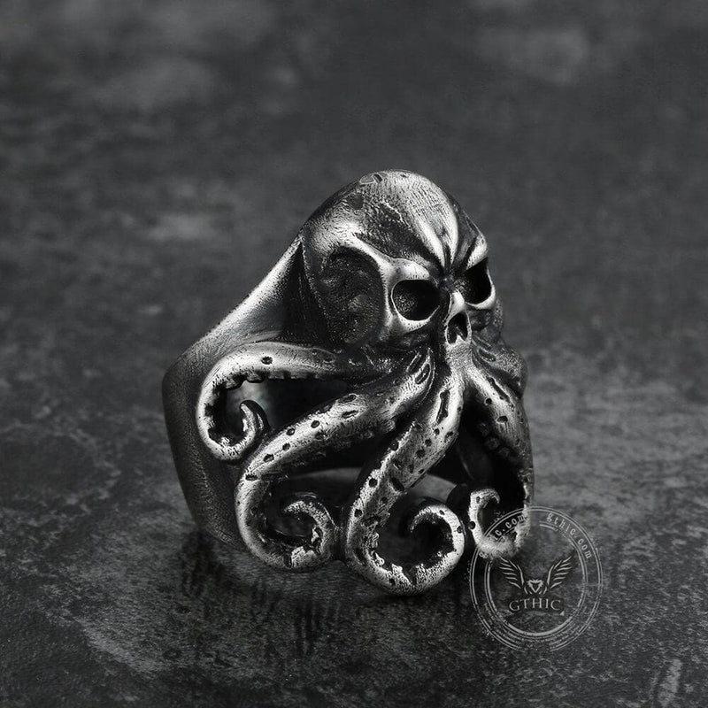 Octopus Skull Sterling Silver Animal Ring | Gthic.com