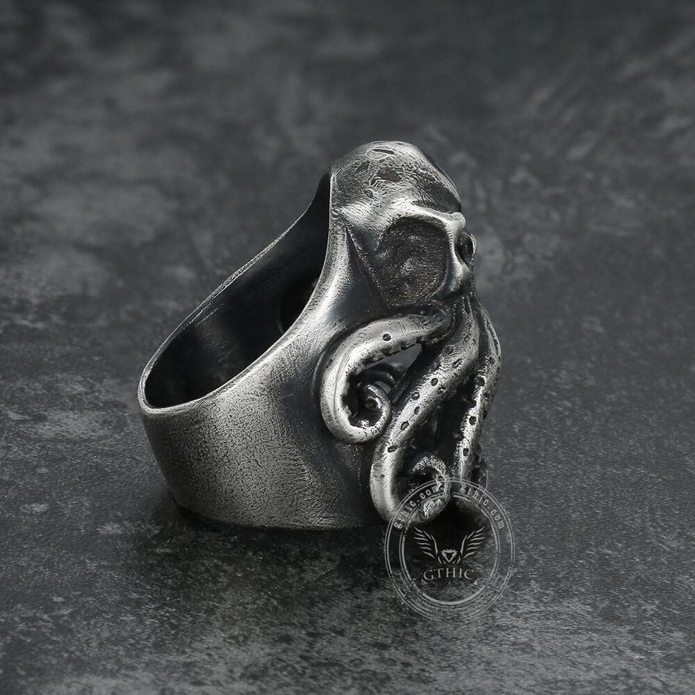 Octopus Skull Sterling Silver Animal Ring