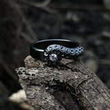Octopus Tentacle Sterling Silver Gothic Ring 04 | Gthic.com