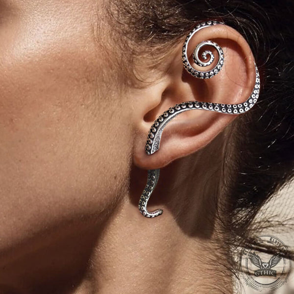 Octopus Tentacles Sterling Silver Ear Cuff Earring | Gthic.com