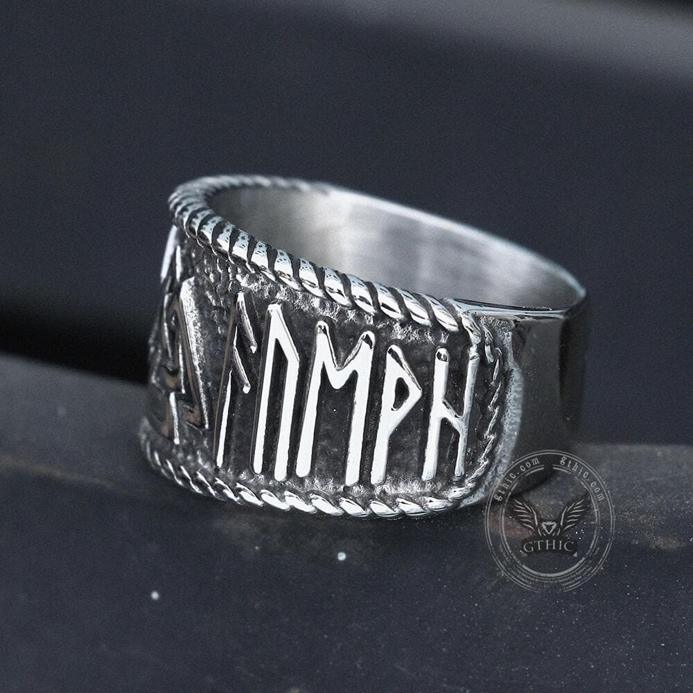 ODIN Runes Valknut 316L Stainless Steel Viking Ring - GTHIC
