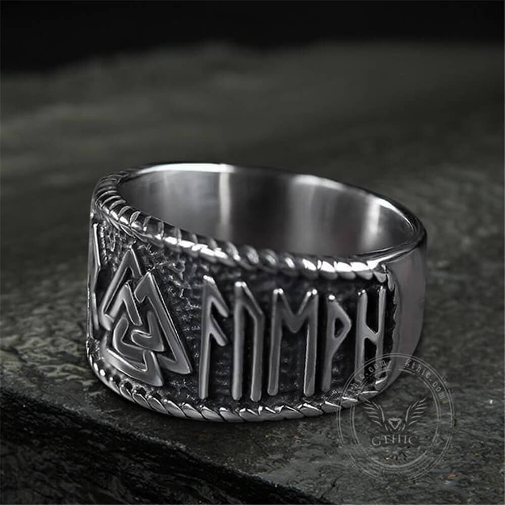 ODIN Runes Valknut 316L Stainless Steel Viking Ring - GTHIC
