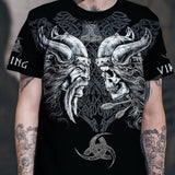 T-shirt viking Odin Skull en polyester