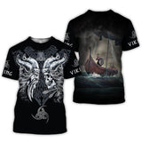 T-shirt viking Odin Skull en polyester