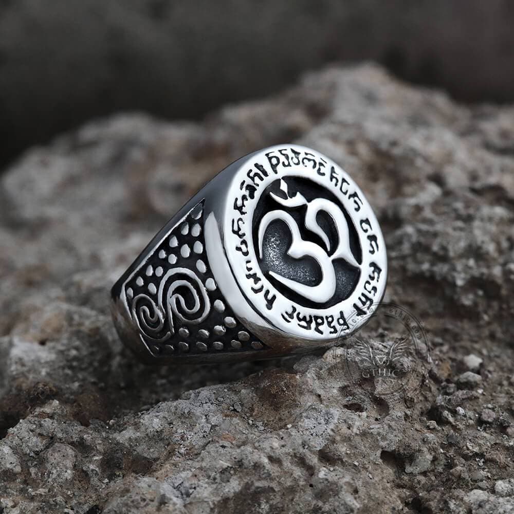 Om Aum Yoga Stainless Steel Ring | Gthic.com