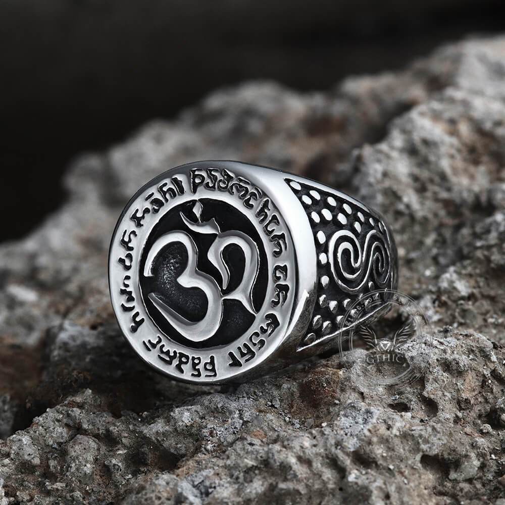 Om Aum Yoga Stainless Steel Ring | Gthic.com