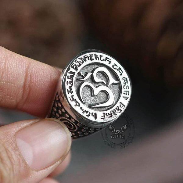 Om Aum Yoga Stainless Steel Ring | Gthic.com