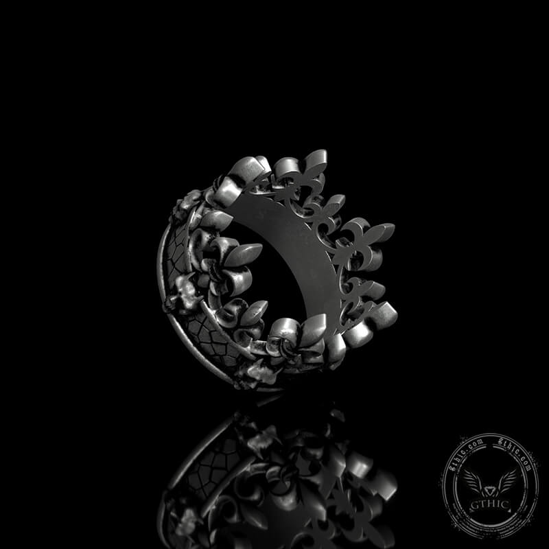 Ornate Crown Sterling Silver Skull Ring