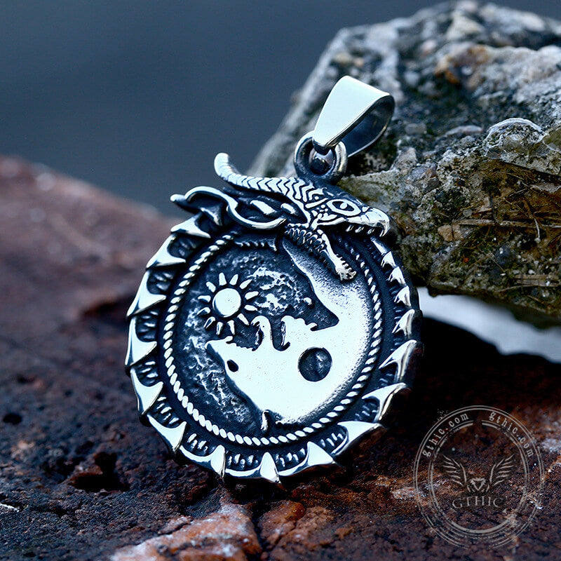 Ouroboros Fenrir Wolf Stainless Steel Pendant | Gthic.com