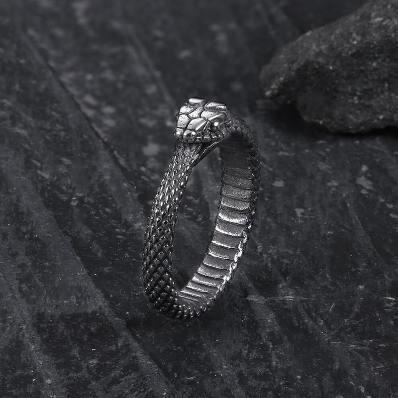 Ouroboros Snake Stainless Steel Ring 01 | Gthic.com