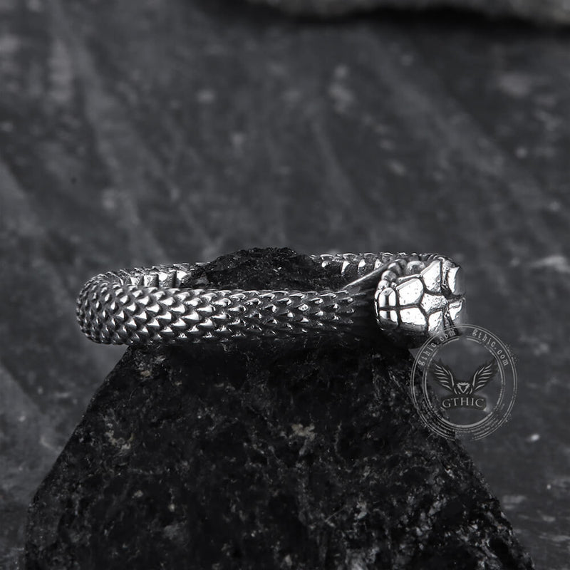 Ouroboros Snake Stainless Steel Ring 04 | Gthic.com