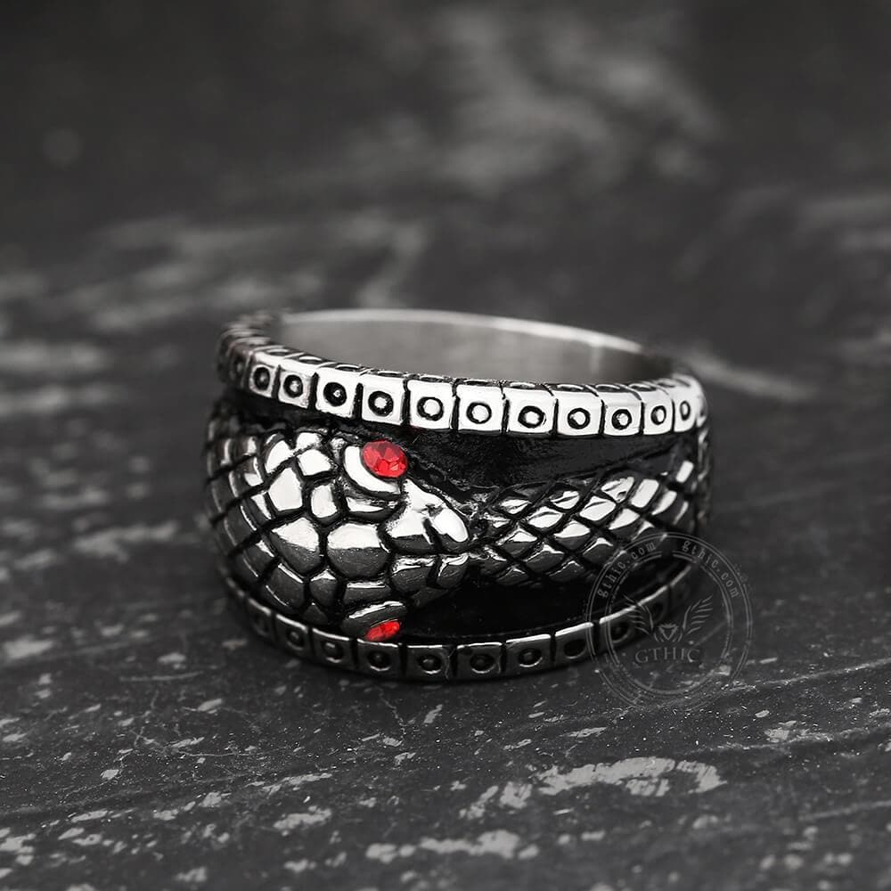 Ouroboros Stainless Steel Mythology Ring 04 | Gthic.com