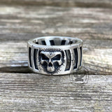 Out Of The Cage Sterling Silver Skull Ring | Gthic.com