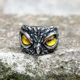 Owl Stainless Steel Animal Ring Yellow | Gthic.com