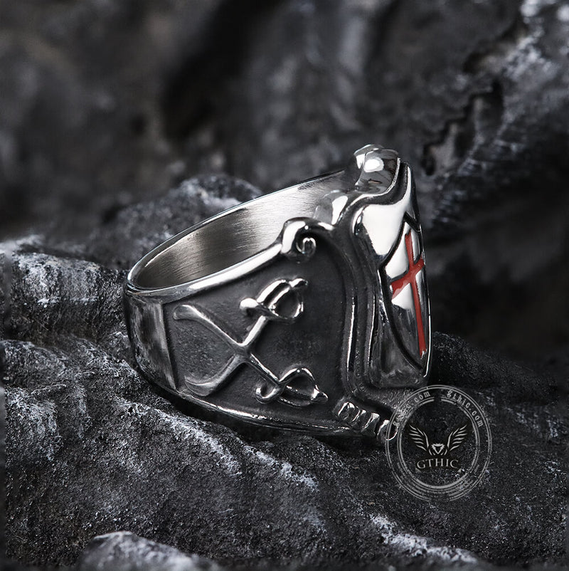 Paladin Shield Stainless Steel Ring05 | Gthic.com
